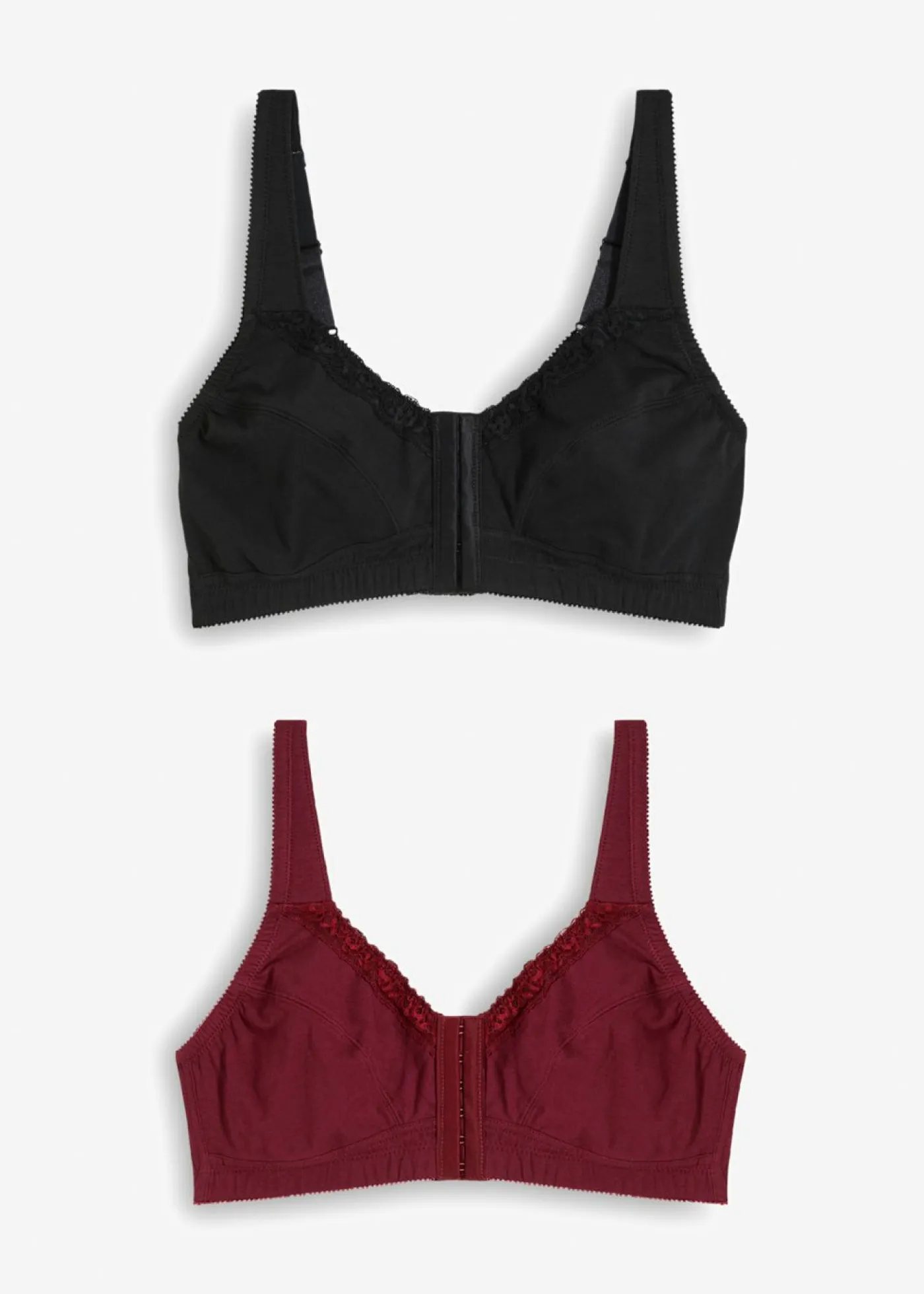 Mujer bonprix bonprix Sujetador de cierre frontal, sin aros, con algodón (2 unidades)