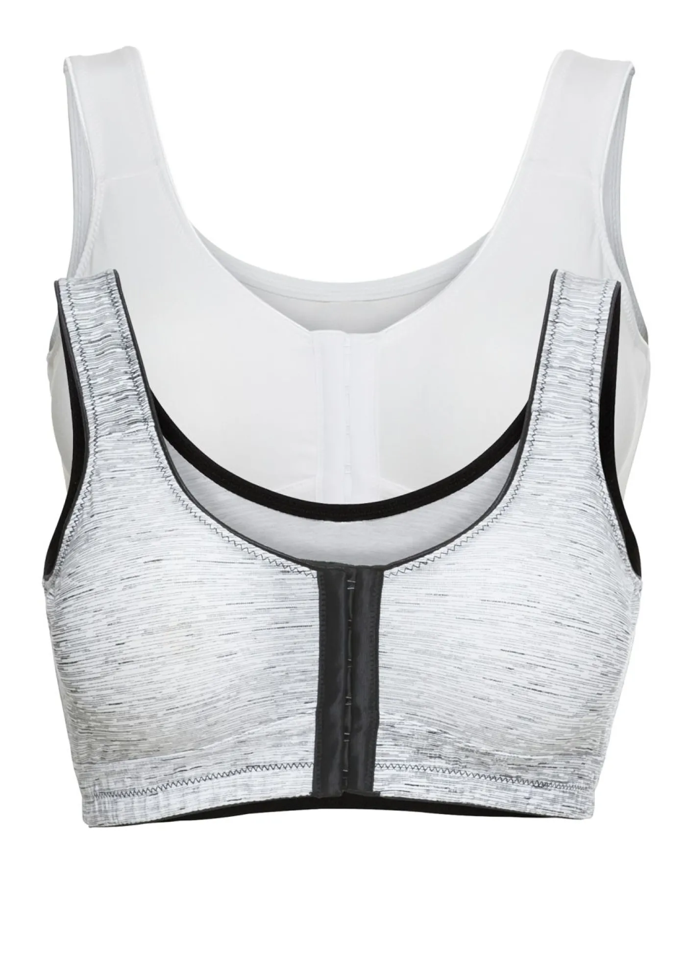 bonprix bonprix Ropa Interior De Algodón|Sujetadores De Copa E A H>Sujetador de cierre frontal, sin aros, con algodón orgánico (2 unidades) Blanco estampado-blanco