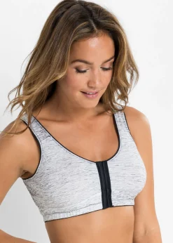 bonprix bonprix Ropa Interior De Algodón|Sujetadores De Copa E A H>Sujetador de cierre frontal, sin aros, con algodón orgánico (2 unidades) Blanco estampado-blanco