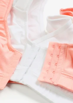 bonprix bonprix Básicos|Ropa Interior De Algodón>Sujetador de cierre frontal, sin aros, con algodón orgánico (2 unidades) blanco-rosa salmón