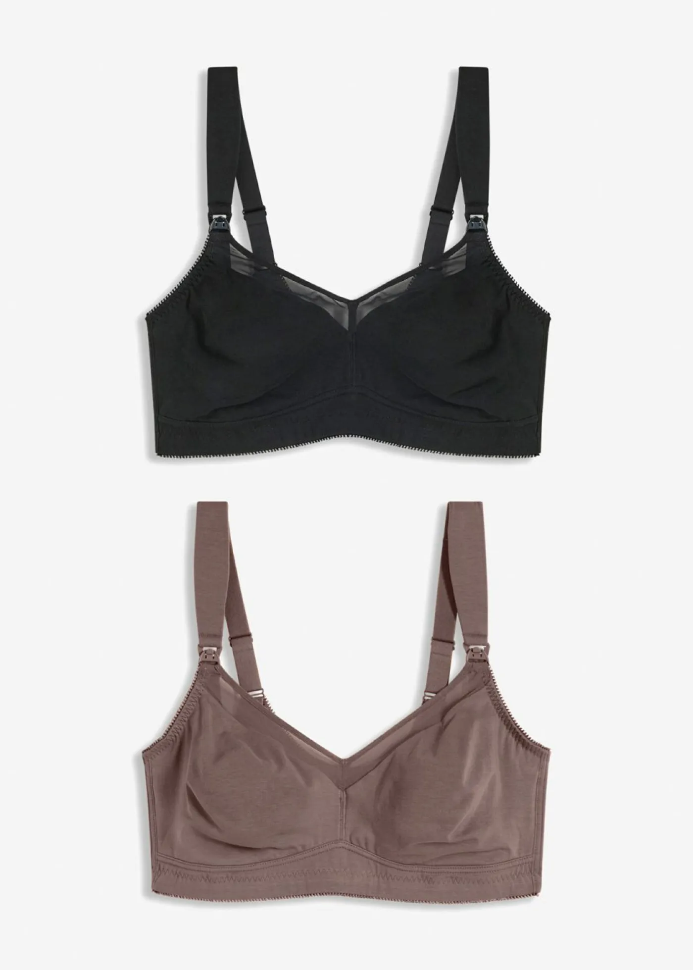 bonprix bonprix Sujetadores De Copa E A H>Sujetador de lactancia sin aros con algodón orgánico (2 unidades) Negro + marrón mate