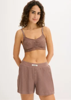 Mujer bonprix bonprix Sujetador de lactancia sin aros con encaje y algodón orgánico (2 unidades)