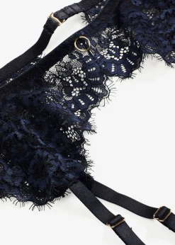 bonprix bonprix Lencería|Lencería Sexy>Sujetador de tirantes halter con delicado encaje fino Negro-azul marino