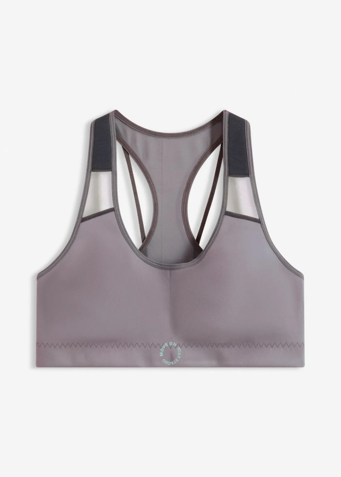 bonprix bonprix Sujetadores De Copa E A H>Sujetador deportivo con sujeción media y un ligero brillo granito