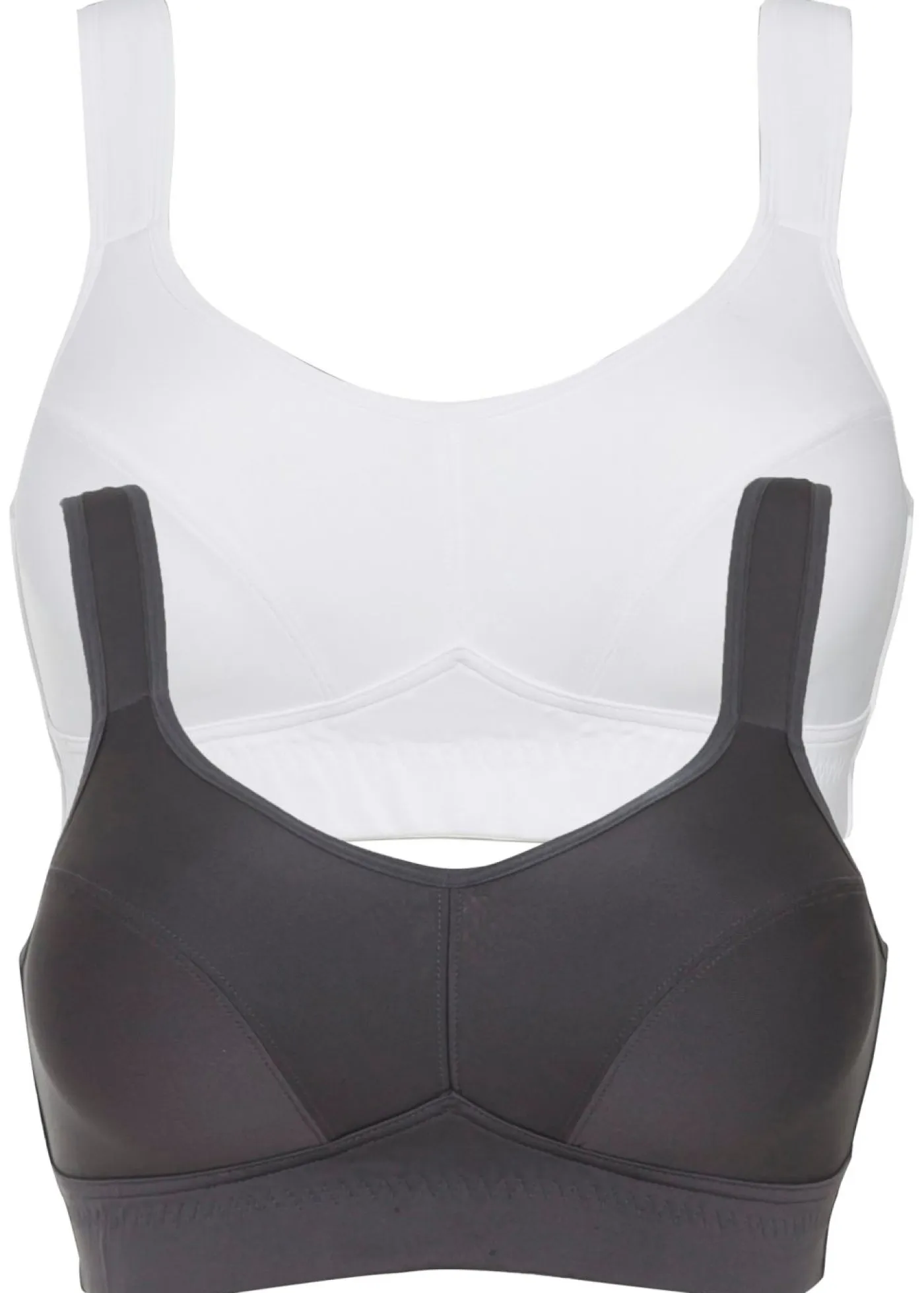 bonprix bonprix Ropa Interior Deportiva|Ropa Deportiva>Sujetador deportivo de sujeción media (2 unidades) antracita-blanco
