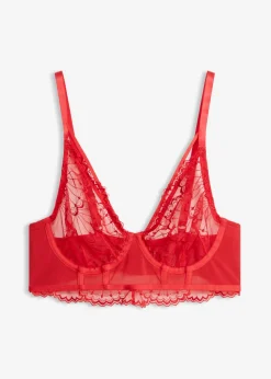 bonprix bonprix Lencería|Sujetadores De Copa E A H>Sujetador largo de bordado Rojo salsa