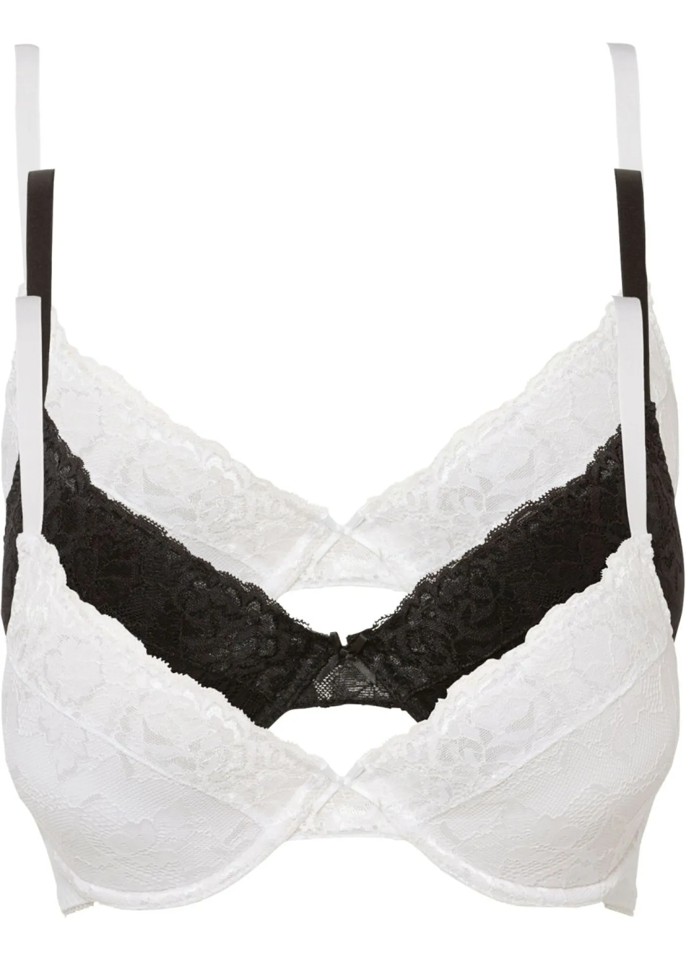 Mujer bonprix bonprix Sujetador push-up con encaje fino (3 unidades)