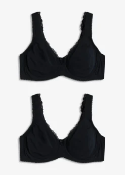 bonprix bonprix Básicos|Sujetadores>Sujetador reductor básico de algodón orgánico con aros (2 unidades) Negro