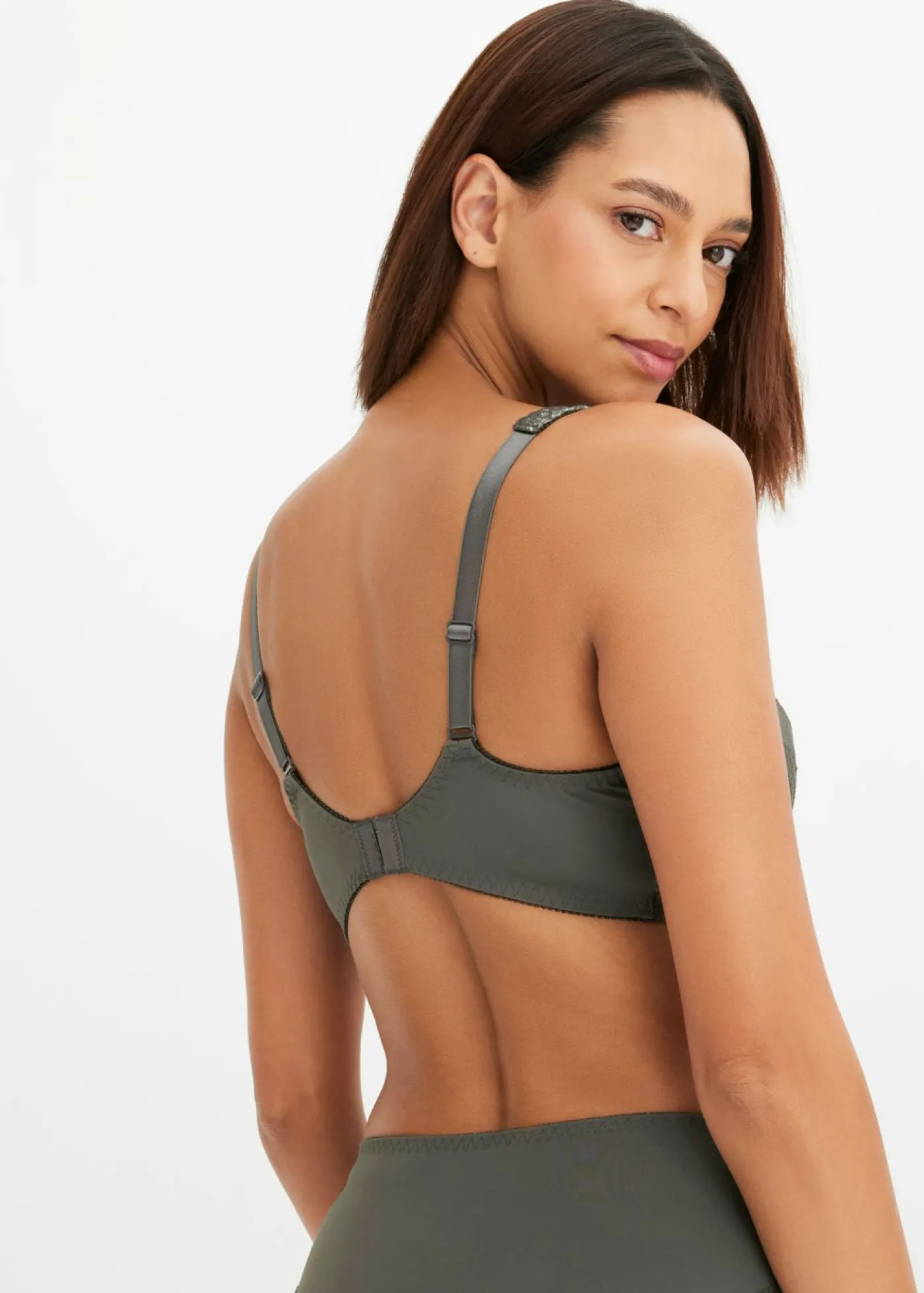 bonprix bonprix Sujetadores|Sujetadores De Copa E A H>Sujetador reductor con aros antracita-verde