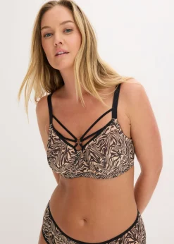 Mujer bonprix bonprix Sujetador reductor con detalles decorativos y malla estampada