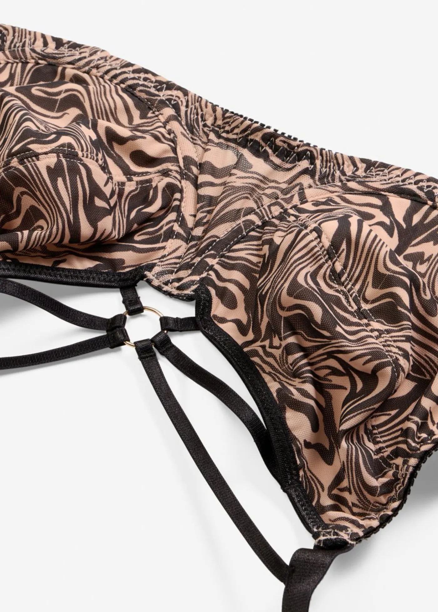 bonprix bonprix Novedades|Novedades>Sujetador reductor con detalles decorativos y malla estampada estampado cebra negro