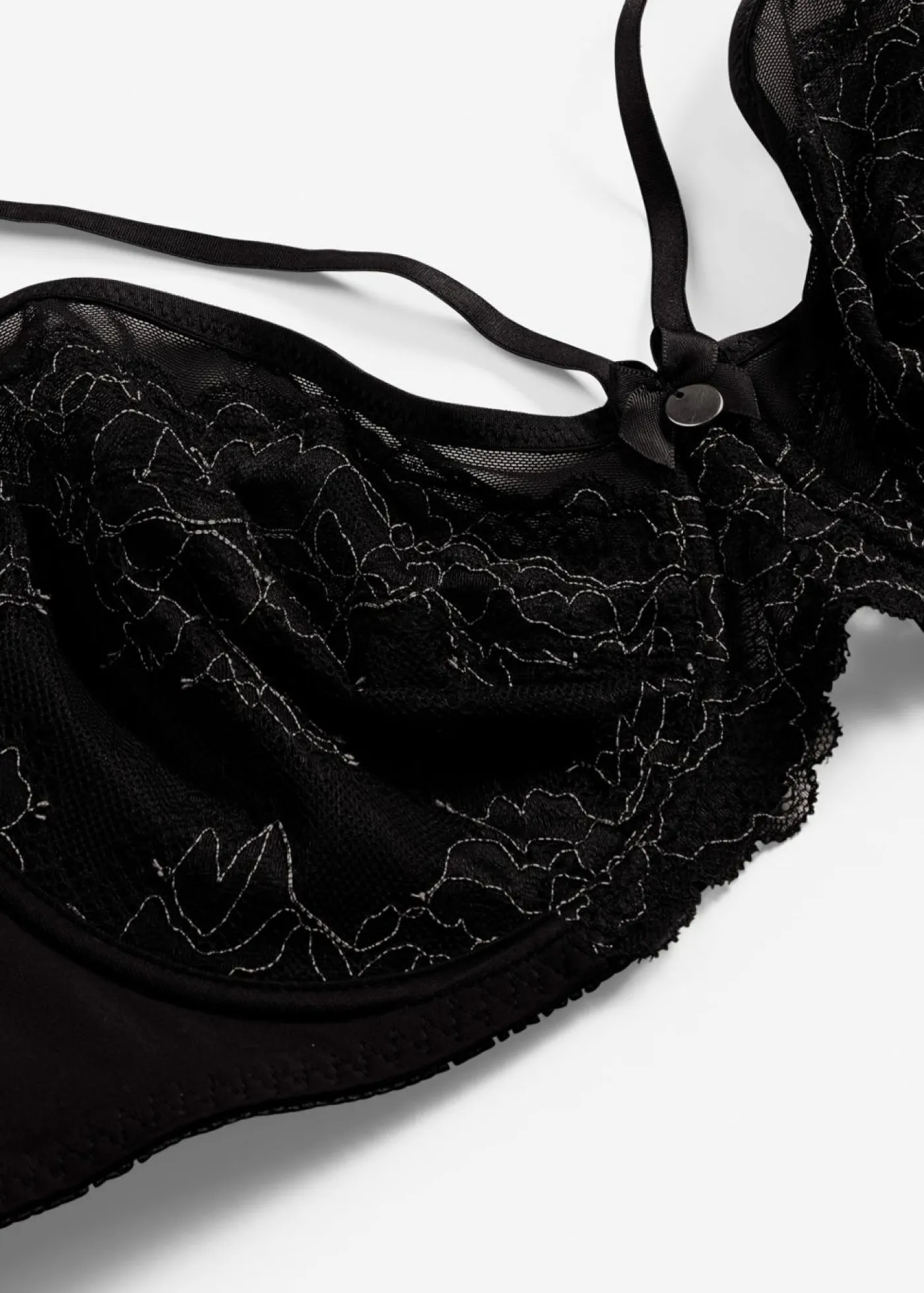 bonprix bonprix Lencería>Sujetador reductor con encaje delicado Negro-plata mate