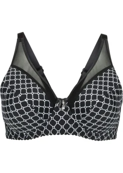 bonprix bonprix Sujetadores De Copa E A H>Sujetador reductor con malla Negro-blanco estampado