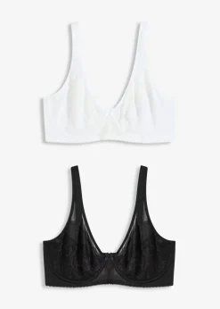 bonprix bonprix Lencería|Sujetadores>Sujetador reductor con tirantes acolchados (2 unidades) Blanco-negro