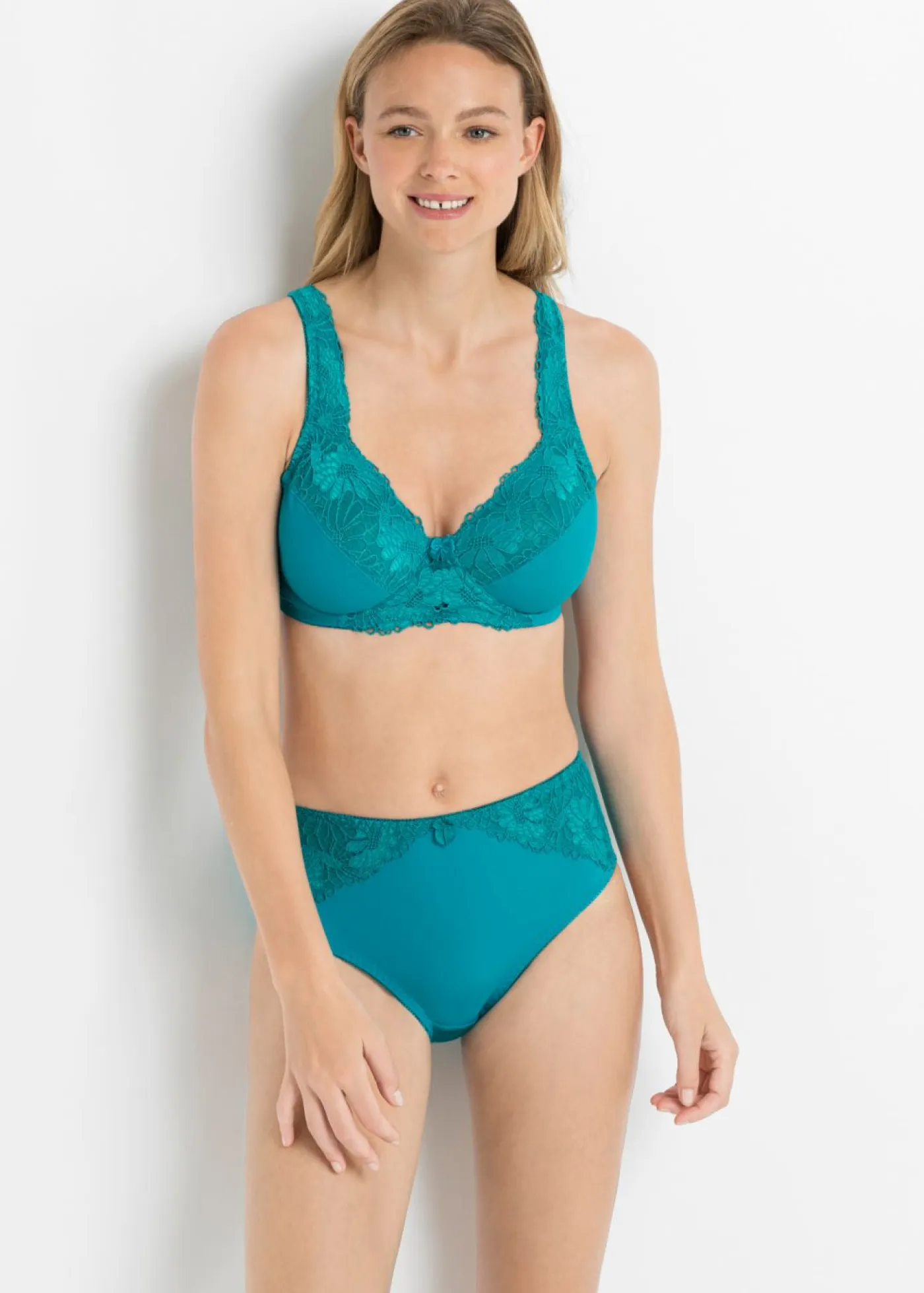 bonprix bonprix Sujetadores De Copa E A H|Sujetadores>Sujetador reductor con tirantes acolchados (2 unidades) Blanco + verde petróleo