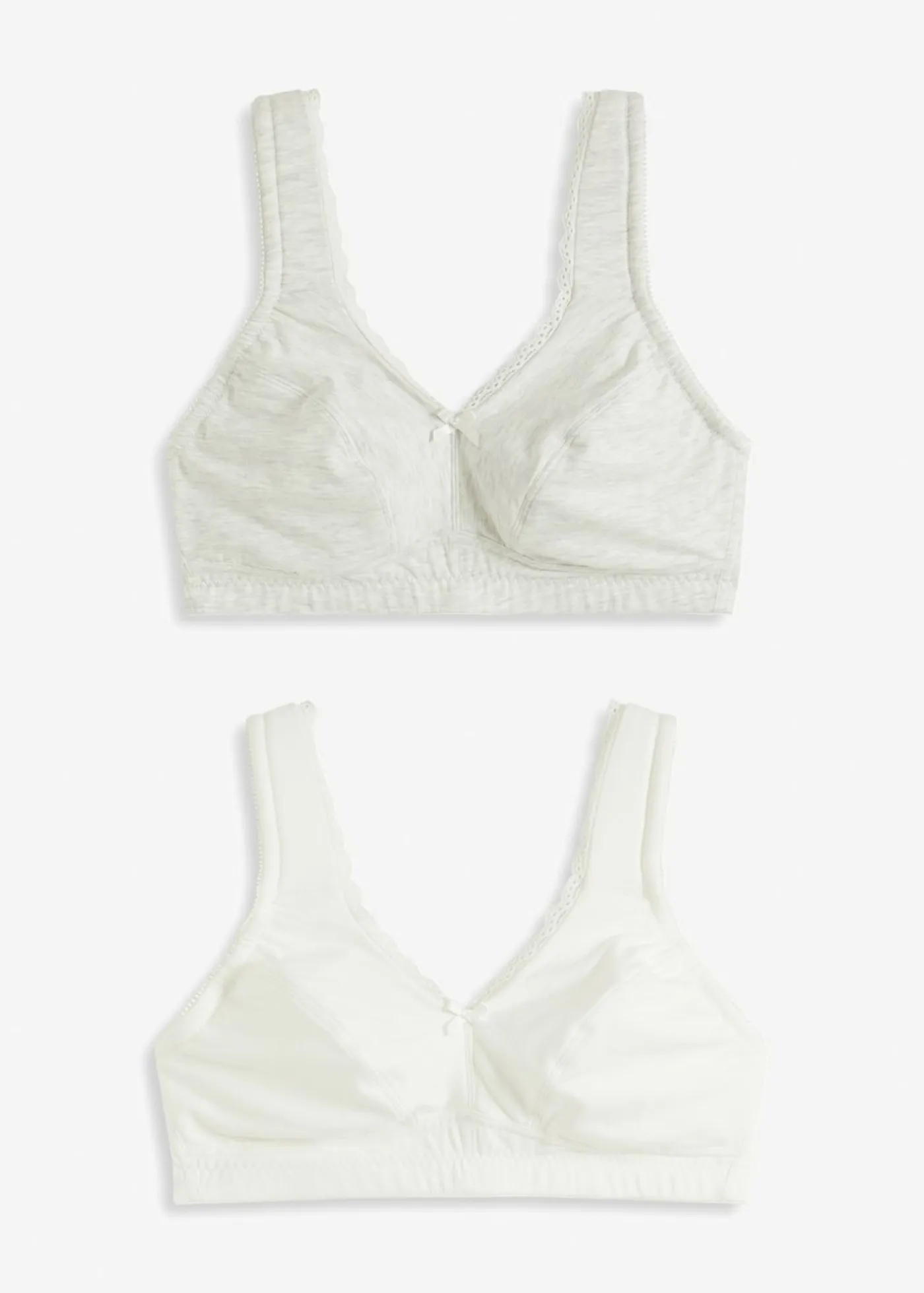 bonprix bonprix Sujetadores|Sujetadores De Copa E A H>Sujetador reductor de algodón orgánico sin aros (2 unidades) natural jaspeado-blanco lana moteado