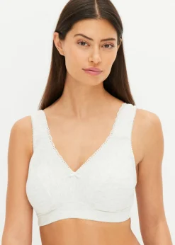 bonprix bonprix Sujetadores|Sujetadores De Copa E A H>Sujetador reductor de algodón orgánico sin aros (2 unidades) natural jaspeado-blanco lana moteado