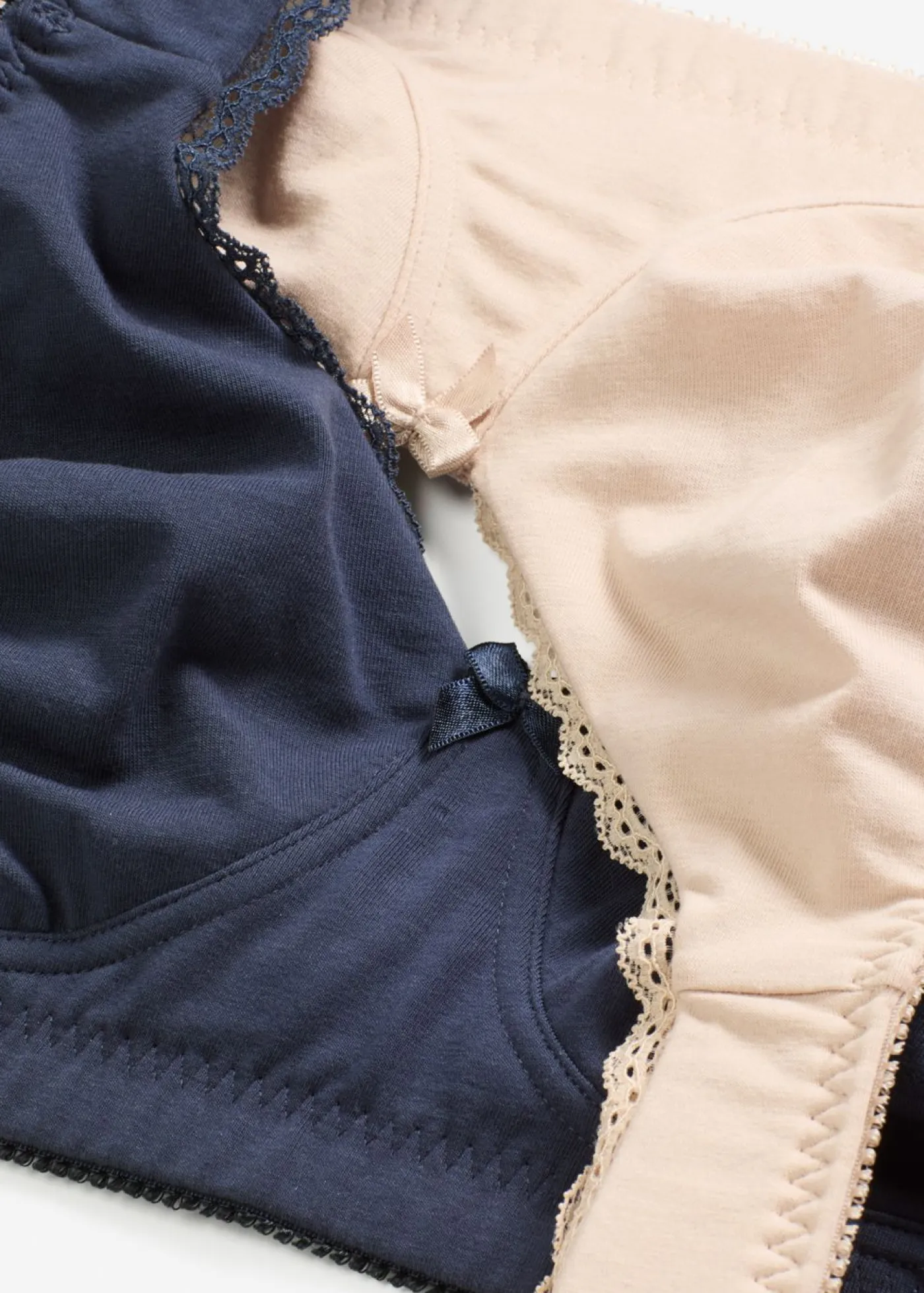 bonprix bonprix Sujetadores De Copa E A H|Sujetadores>Sujetador reductor, sin aros, con algodón orgánico (2 unidades) Azul marino + beige tiza