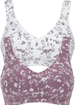 bonprix bonprix Sujetadores|Sujetadores De Copa E A H>Sujetador sin aros con suave algodón orgánico (2 unidades) baya / blanco