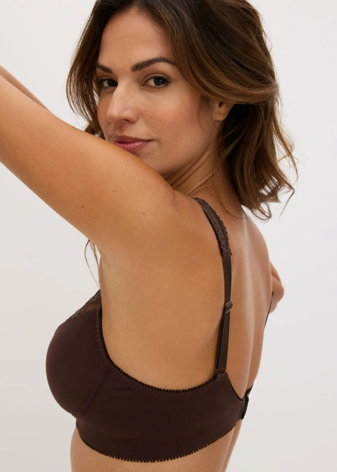 bonprix bonprix Sujetadores De Copa E A H|Novedades>Sujetador sin aros de algodón orgánico (2 unidades) marrón oscuro-verde pimiento