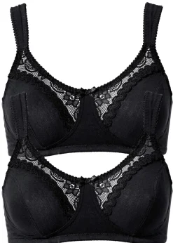 bonprix bonprix Sujetadores De Copa E A H|Ropa Interior De Algodón>Sujetador sin aros de algodón orgánico (2 unidades) 2 unidades de color negro