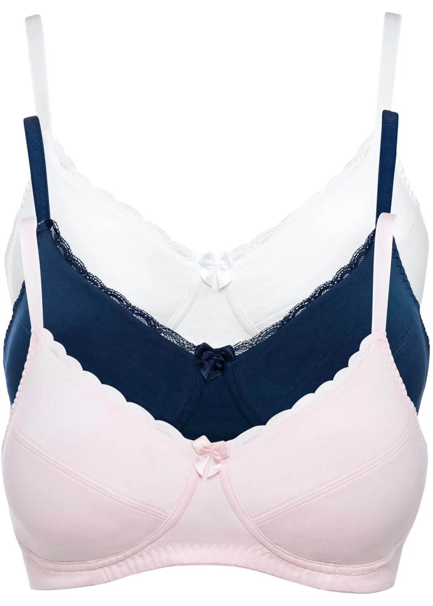 Mujer bonprix bonprix Sujetador sin aros de algodón (3 unidades)