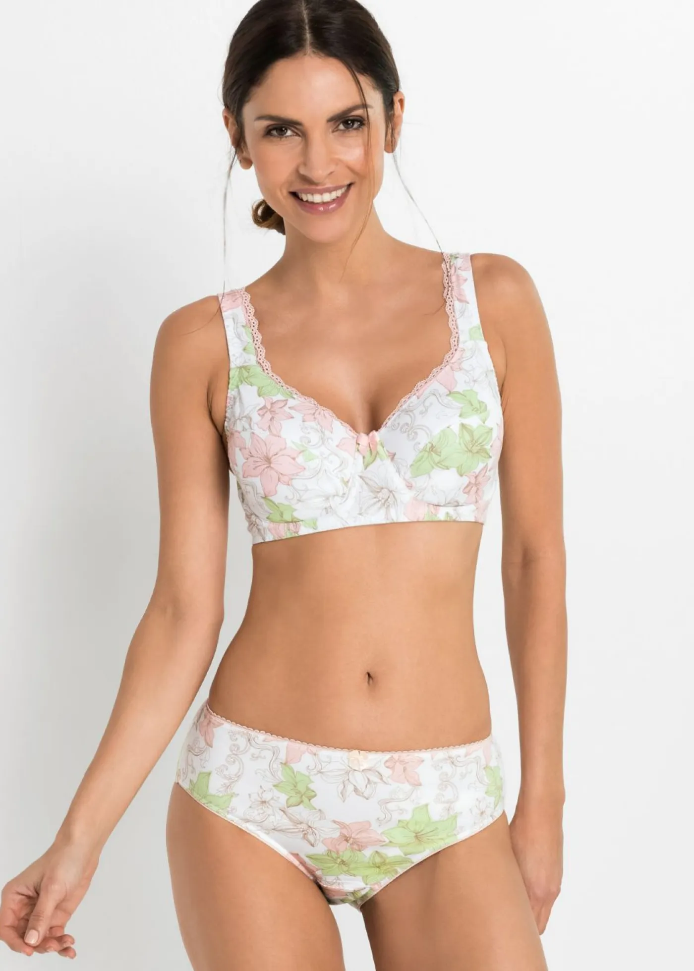 bonprix bonprix Sujetadores>Sujetador (3 unidades) de un material suave Blanco de flores + Rosa claro + Blanco