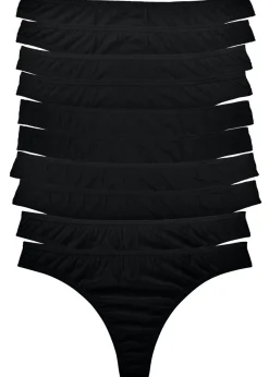 bonprix bonprix Ropa Interior De Algodón|Básicos>Tanga (10 unidades) Negro