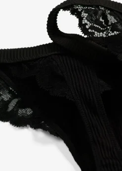 bonprix bonprix Lencería|Bragas>Tanga con canalé suave Negro