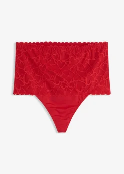 bonprix bonprix Ropa Interior Moldeadora|Bragas>Tanga con efecto moldeador medio y encaje de corazones Rojo salsa