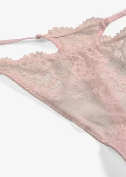 bonprix bonprix Lencería|Bragas>Tanga de encaje delicado Rosa empolvado