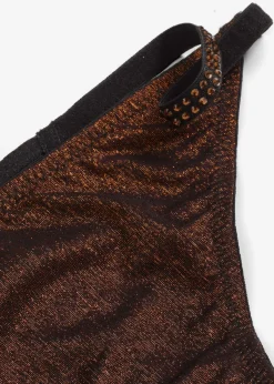bonprix bonprix Lencería|Bragas>Tanga de material brillante Negro-cobre metalizado