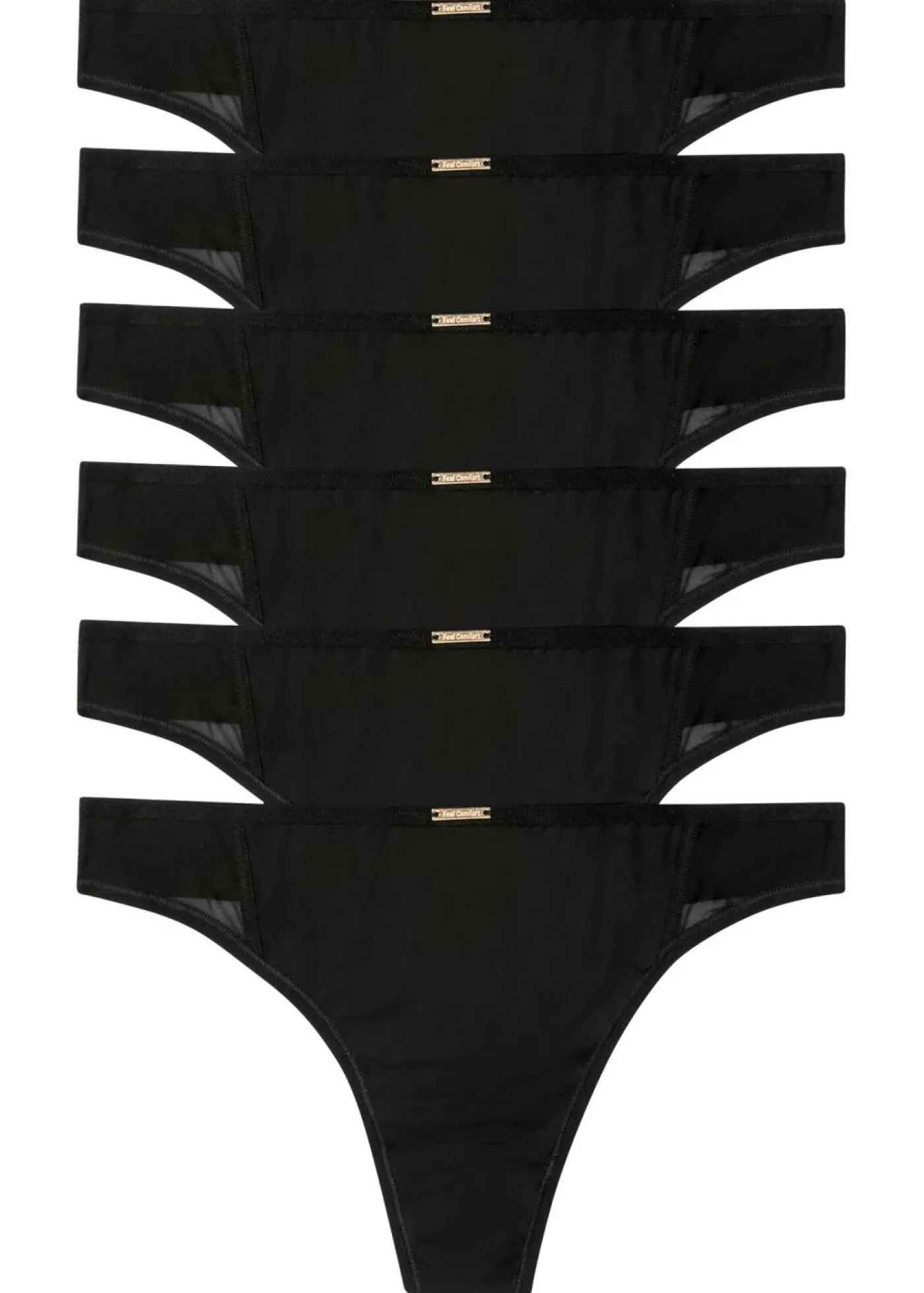 bonprix bonprix Ropa Interior Deportiva|Básicos>Tanga de microfibra de la serie Feel Comfort (6 unidades) Negro