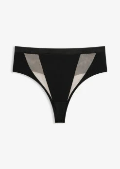 Mujer bonprix bonprix Tanga de talle alto con insertos transparentes