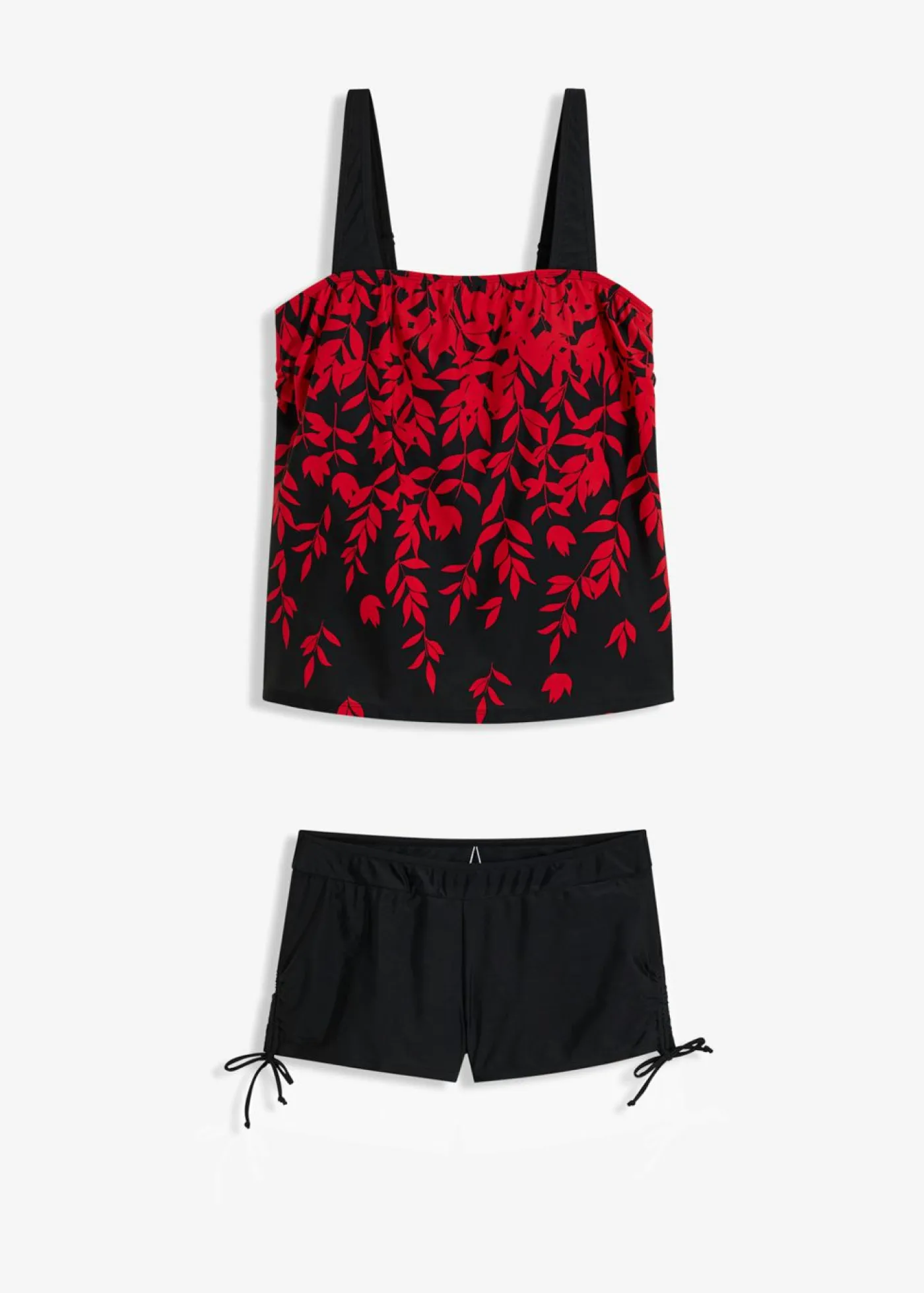 bonprix bonprix Ropa De Baño Cubridora|Tankinis>Tankini (2 piezas) con pantalón de baño rojo / negro con flores