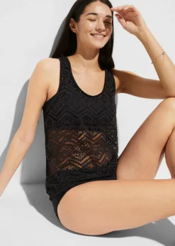 bonprix bonprix Tankinis>Tankini (2 piezas) de encaje Negro