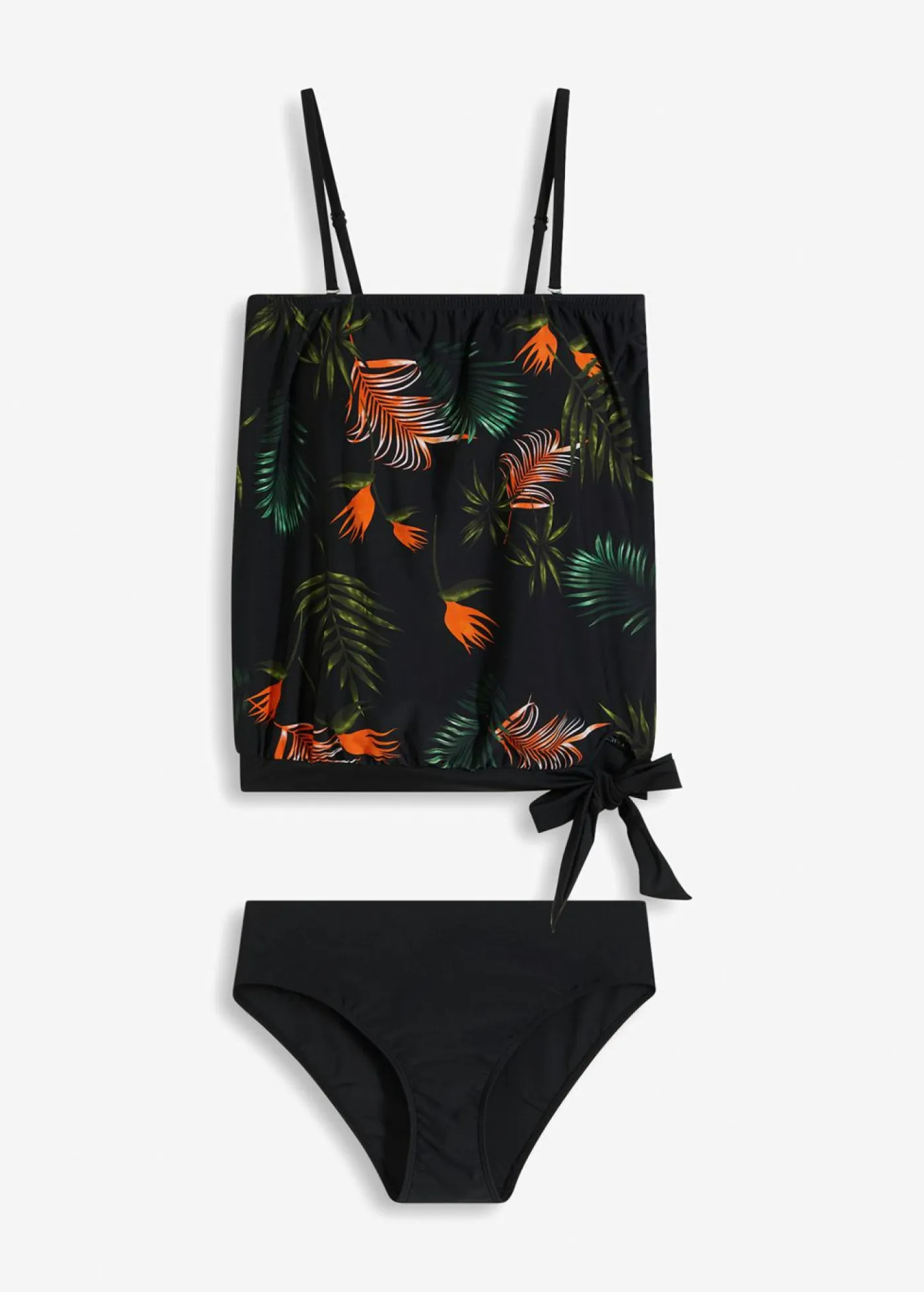 bonprix bonprix Tankinis>Tankini bandeau (2 piezas) con tirantes multiposición negro / verde floral