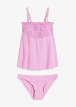 bonprix bonprix Tankinis>Tankini bandeau con nido de abeja (2 piezas) Malva