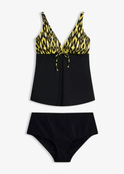 bonprix bonprix Tankinis>Tankini con tirantes anchos (2 piezas) Negro-amarillo