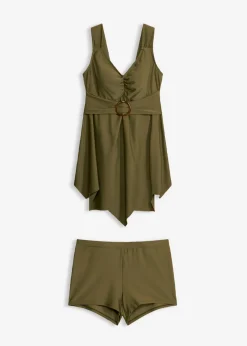 bonprix bonprix Tankinis|Novedades>Tankini largo con tirantes anchos (2 piezas) Verde oliva oscuro