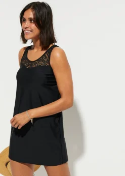 bonprix bonprix Tankinis>Tankini largo de secado rápido con encaje (2 piezas) Negro