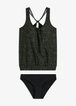 bonprix bonprix Tankinis>Tankini oversize (2 piezas) verde oliva oscuro/negro topos