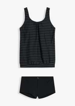 bonprix bonprix Tankinis>Tankini oversize (2 piezas) negro / pizarra con rayas