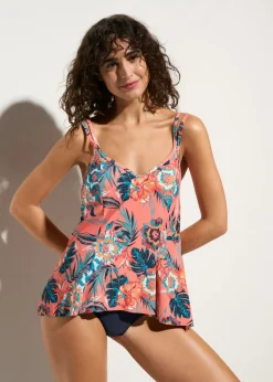 bonprix bonprix Tankinis>Tankini (2 piezas) con escote en V Naranja con flores