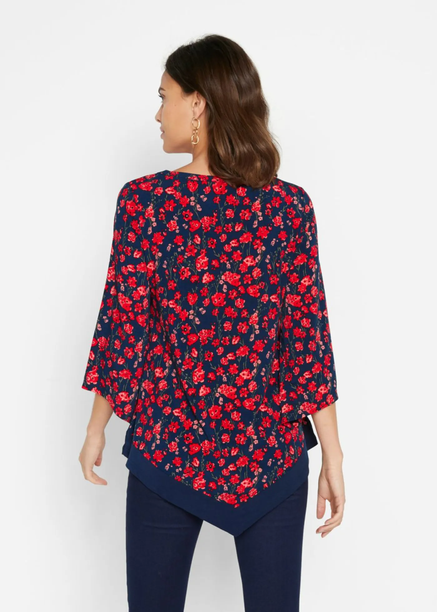 bonprix bonprix Camisas Y Blusas>Túnica Azul marino / fresa con flores