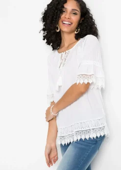 Mujer bonprix bonprix Túnica con encaje de viscosa suave