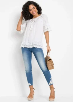 Mujer bonprix bonprix Túnica con encaje de viscosa suave