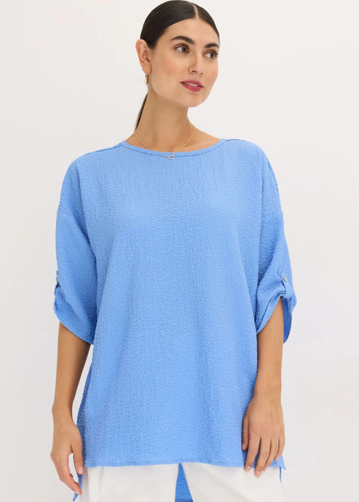 bonprix bonprix Camisas Y Blusas>Túnica con estructura y cinta de encaje azul provenzal