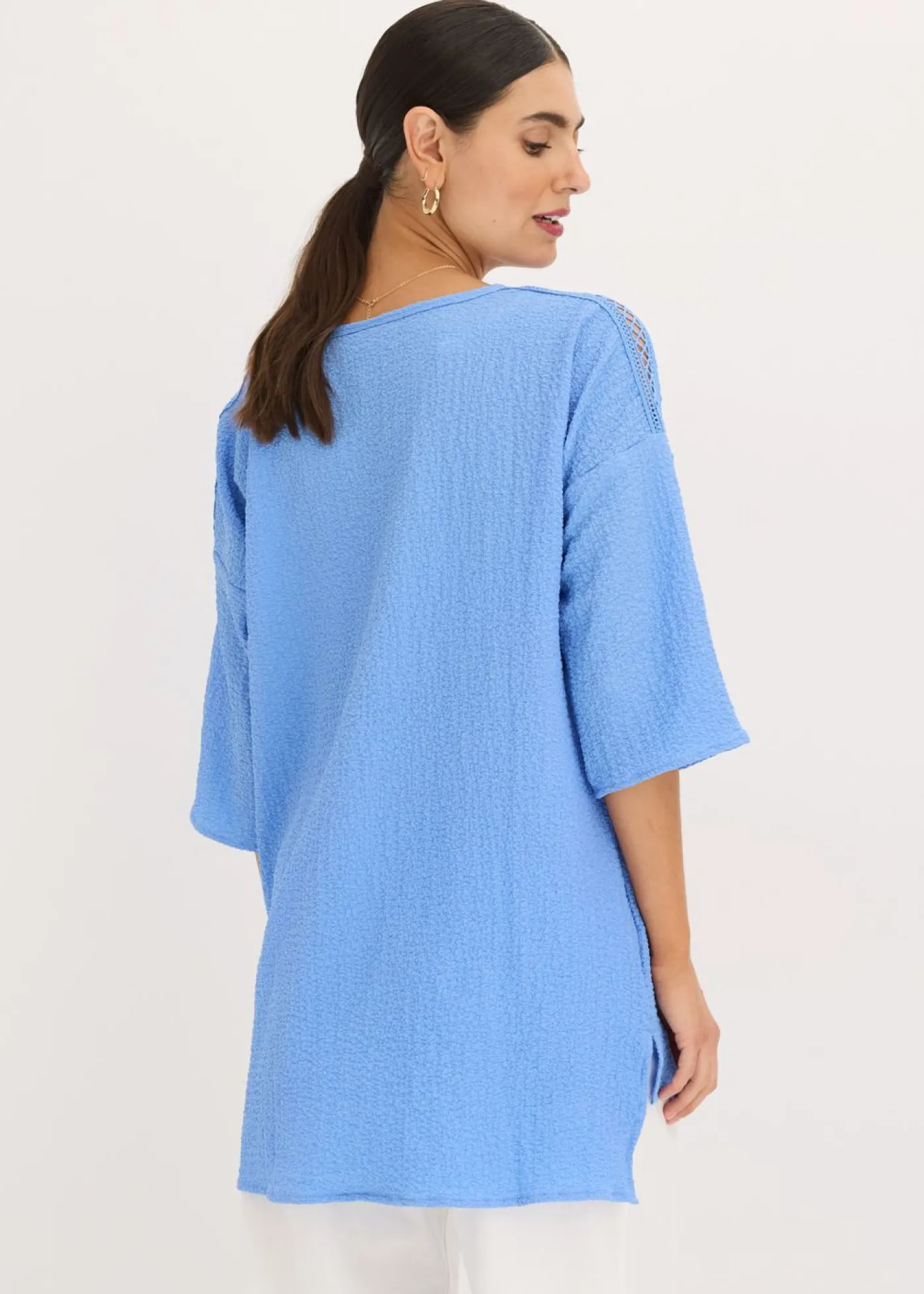 bonprix bonprix Camisas Y Blusas>Túnica con estructura y cinta de encaje azul provenzal