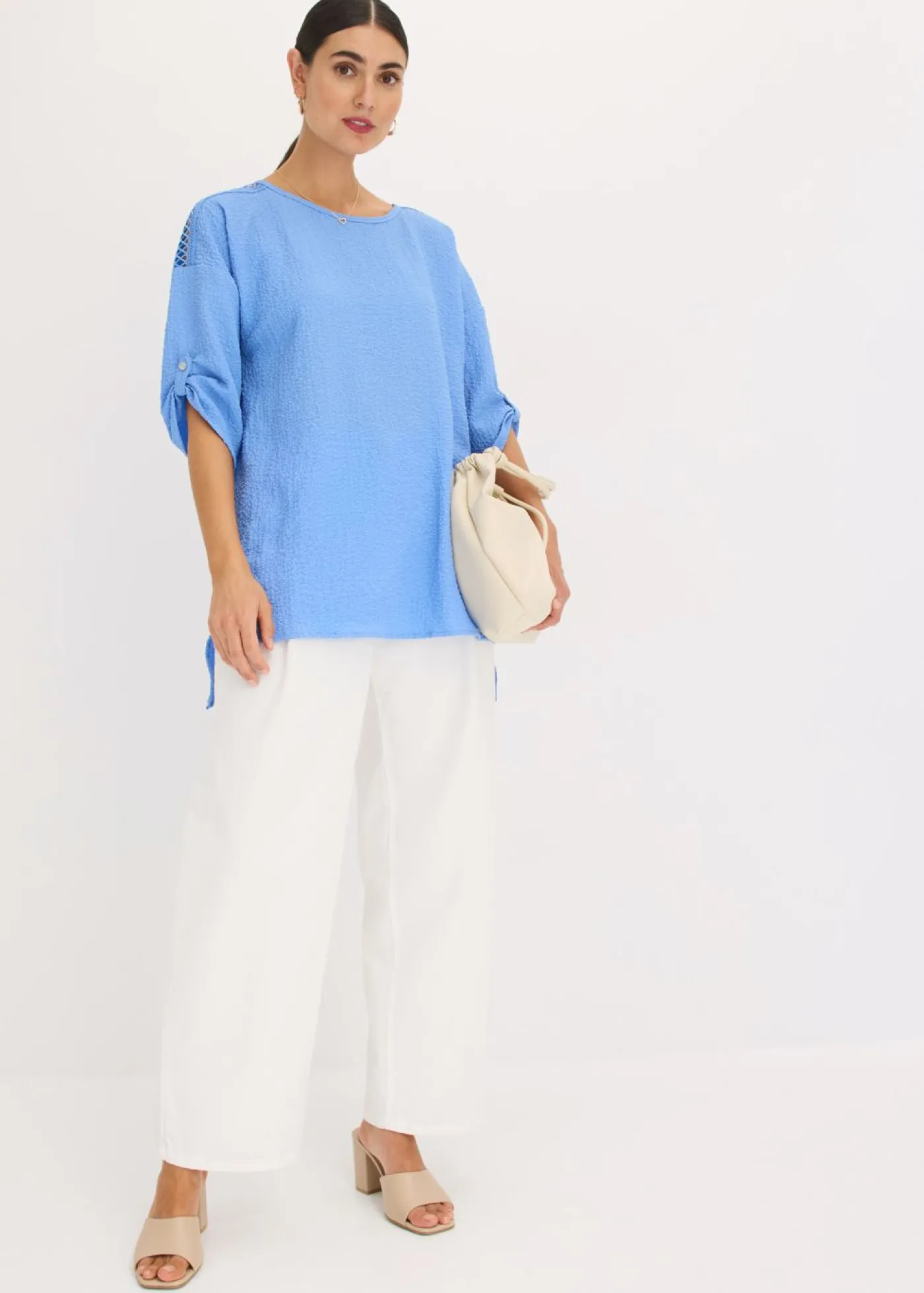 bonprix bonprix Camisas Y Blusas>Túnica con estructura y cinta de encaje azul provenzal